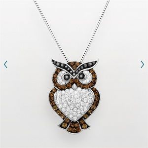 Sterling Silver Crystal Owl Necklace